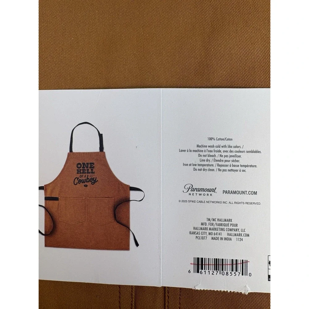 Hallmark Yellowstone Hell of a Cowboy Brown Apron Bottle Opener Set 30x27in